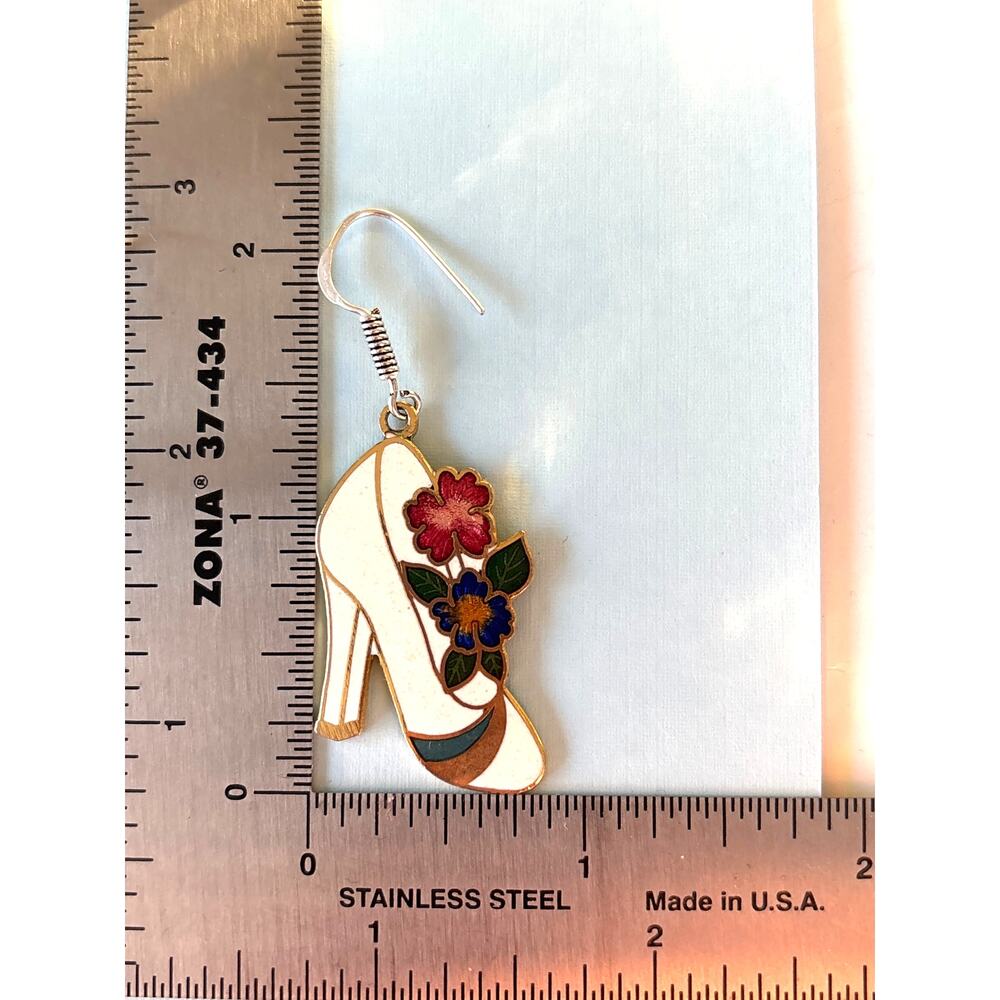VINTAGE Cloisonné Enamel Starfish Dangle Earrings - Picture 4 of 5
